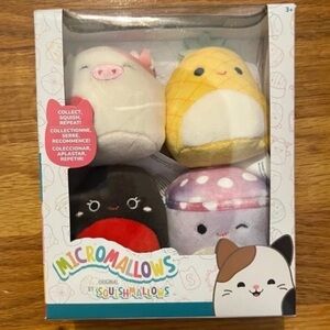 Squishmallows Micromallows Plush 4-Pack - White, Yellow, Black, Pink